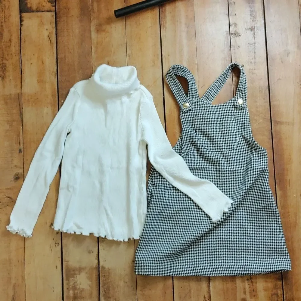 Max Studio dress 3T jumper outfit houndstooth black white neutral